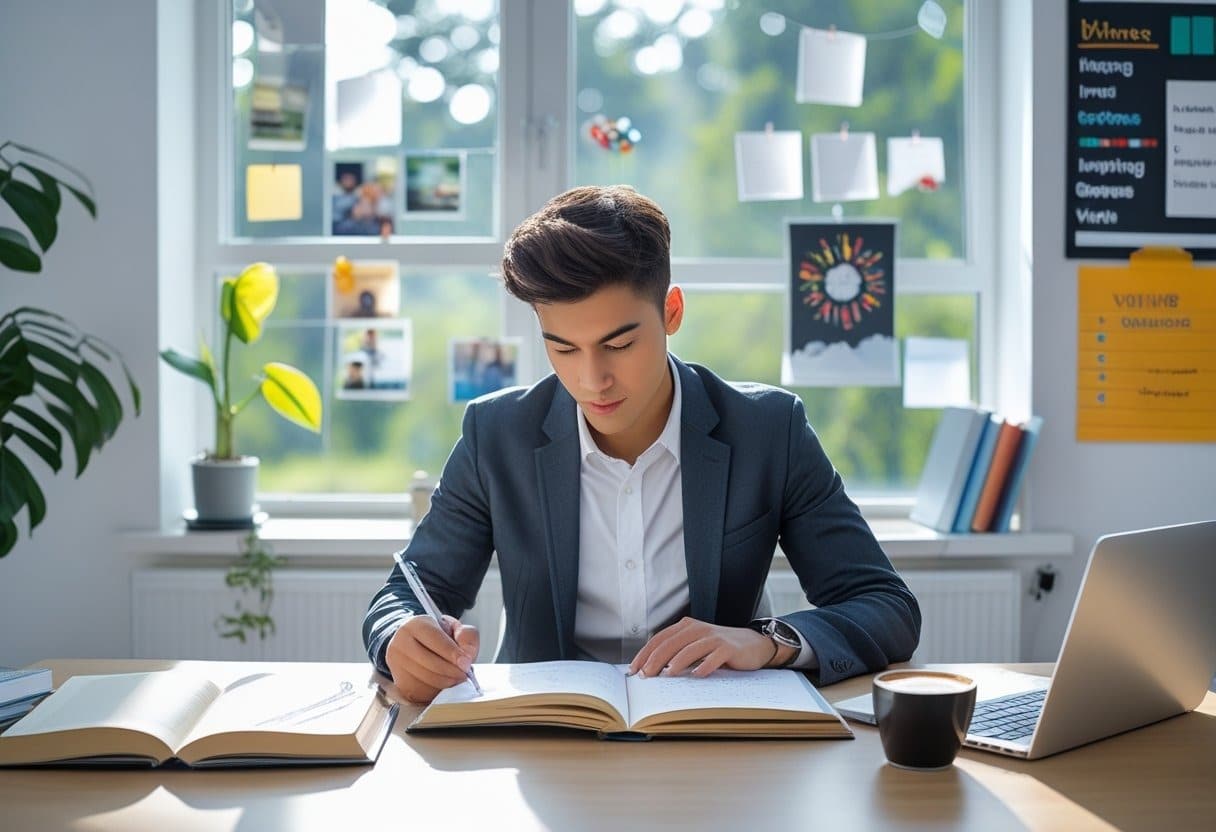 man writing  personal development